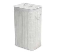 Geezy Bamboo Laundry Basket With Lid & Liner Foldable Rectangular Clothes Bin Hamper