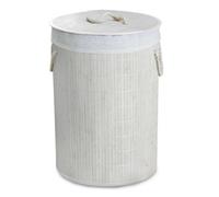 Geezy Bamboo Laundry Basket With Lid & Liner Foldable Round Clothes Bin Hamper 75L