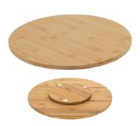 GEEZY Bamboo rotating tray Turntable - 35cm Eco-Friendly Rotating Serving Tray with 360 Spin & Anti-Slip Feet