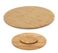 Geezy Bamboo Wooden Lazy Susan Rotating Turntable For Serving Food On Round Board 35Cm