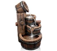 Geezy Barrel Water Feature Outdoor Indoor Led Fountain Waterfall Garden Decor