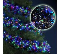 GEEZY Battery Operated 300 LED Cluster Christmas Lights, 3m - Multicoloured, Waterproof, 8 Modes, On/Off Timer, Green Cable - Indoor & Outdoor Fairy Lights for Christmas Tree, Weddings & Home Decor