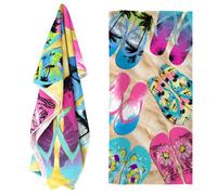 GEEZY Microfibre Beach Towel, Flip Flop Design - Quick Drying, Lightweight, Sand-Free, Large & Durable, Summer Design - Beach Essentials for Travel, Holiday, Swimming, Sauna, Adults & Kids, 70x140cm