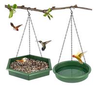 GEEZY Bird Feeder & Bird Bath 2 in 1 Hanging Bird Feeding Tray and Bath Outdoor