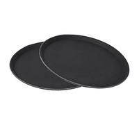 GEEZY Black Round Serving Trays 35.5cm / 14" - Set of 2 Non Slip Platters