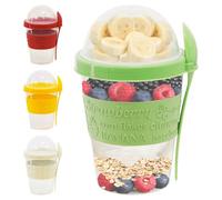 GEEZY Breakfast Pot with Lid Spoon Yoghurt Porridge Overnight Oats BPA Free Container