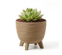 Geezy Brown Plant Pot With Legs 23.6Cm Indoor Outdoor Planter For Home Patio Garden