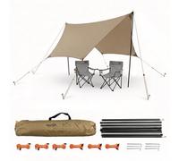 Geezy Camping Canopy Tarp Kit Portable Rain Fly Waterproof Sun Shade Hammock Cover