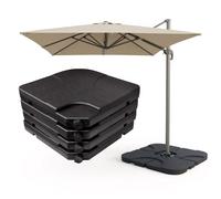 GEEZY Cantilever Square Parasol Base Set of 4 Fillable Heavy Garden Umbrella Weights