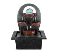 Geezy Cascading Water Feature Indoor Tabletop Led Fountain Waterfall Home Decor