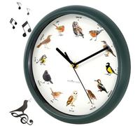 Geezy Chiming Bird Wall Clock Cuckoo Hanging Talking Singing Clock 12 Bird Species