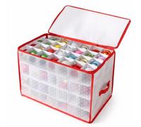 Geezy Christmas Bauble Storage Box 112 Ornament Organiser Clear Decoration Bag Holder