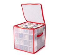 Geezy Christmas Bauble Storage Box 64 Ornament Organiser Clear Decoration Bag Holder