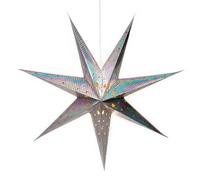 Geezy Christmas Paper Star Lantern 60Cm Light Up Led Hanging Window Decoration Silver