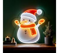 GEEZY Christmas Snowman LED Neon Sign - USB Powered Festive Xmas Wall Decor | Vibrant LED snowman light on clear acrylic panel. Powered by a 2m USB cable with switch. Great for holiday display setup.