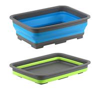 GEEZY Collapsible Washing Up Bowl 8L - Foldable Space Saving Pop Up Silicone Sink, Portable Dishwashing Washbasin - Great for Camping Essentials, Caravan Travel, Outdoor Laundry