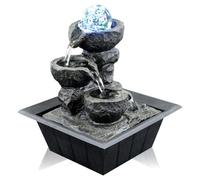 GEEZY Indoor Water Fountain - Crystal Ball Design Water Feature with LED Lights - Mains Powered & Self-Contained, Table Top, Relaxing & Tranquil - Perfect for Home, Living Room, Office Decor