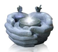 Geezy Cupped Hands Water Feature Outdoor Indoor Led Fountain Waterfall Garden Decor