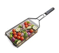 GEEZY Deep BBQ Grill Basket - Non Stick Barbecue Grilling Rack, Secure Locking Design, Long Ergonomic Handle, Steel Construction - Great for Camping Trips, Outdoor Picnics, Cooking Accessories