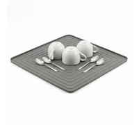 GEEZY Dish Drying Mat 31cm - Quick Dry Flexible Rubber Draining Board Pad | Grooved channels improve airflow so cups & cutlery drain fast. Raised borders trap water. Rolls or folds into drawers.