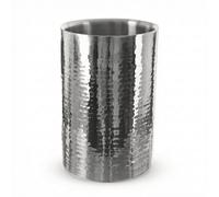 GEEZY Hammered Stainless Steel Champagne & Wine Cooler Bucket - Silver Double Walled Wine Bottle Chiller Ice Bucket - Insulated Prosecco Holder for Indoor Dinner Parties, Outdoor BBQ & Table Service