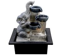 GEEZY Indoor Water Features with LED Lights - Elephant and Bowls Design - Easy Assembly, Mains Powered, Table Top - Suitable Indoor Water Fountain for Home Decor and Office Desks