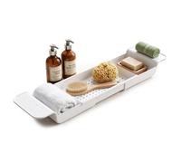 Geezy Extendable Bath Rack Tray Over Bath Bridge Caddy Bathtub Board Shelf 55-78Cm