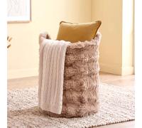 GEEZY Faux Fur Round Storage Basket for Blankets, Clothes, Toys & Laundry