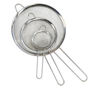 GEEZY Fine Mesh Sieve Set of 3 (8, 14, 20cm) - Stainless Steel Strainers & Colanders for Kitchen, Nesting with Hanging Hook, Dishwasher Safe - Baking, Cooking, Tea, Flour, Rice, Pasta, Vegetables