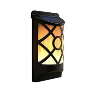 GEEZY Flame Effect Solar Wall Light - Wall Mounted LED Torch Lamp with Flickering Flame - Water & Weatherproof Auto Dusk to Dawn Outdoor Lighting for Garden, Fence, Patio & Alley