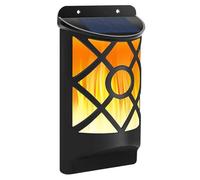 GEEZY Flame Effect Solar Wall Light - Wall Mounted LED Torch Lamp with Flickering Flame - Water & Weatherproof Auto Dusk to Dawn Outdoor Lighting for Garden, Fence, Patio & Alley
