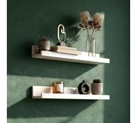 Geezy Floating Wall Shelves Modern Picture Ledge Hanging Display Rack White 45Cm 2Pcs