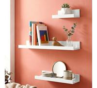 Geezy Floating Wall Shelves Modern Picture Ledge Hanging Display Rack White Set Of 3