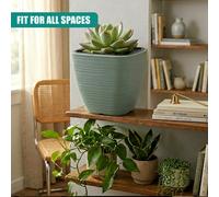 GEEZY Flower Pot with Insert 28.9cm Modern Garden Planter Sage Green Plant Pots Home