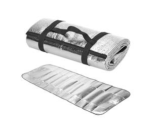 GEEZY Foil Camping Mat with Foam - Lightweight, Foldable & Portable Thermal Sleeping Pad with Buckles - Aluminium Camping Roll Mat for Trekking, Hiking, Picnics & Beach Trips