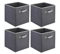 Geezy Foldable Canvas Storage Boxes Set Of 4 Fabric Square Collapsible Cubes Toy Box