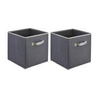 GEEZY Foldable Non-Woven Fabric Storage Cubes with Handle, 30x30x30cm, Grey, Set of 2 - Toys, Books, and Clothes Storage Organiser - Suitable for Cube Storage Units, Closets, Shelves, Drawers