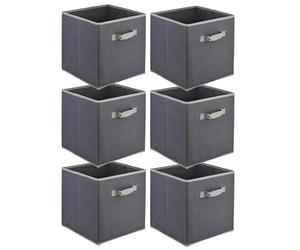 GEEZY Foldable Non-Woven Fabric Storage Cubes with Handle, 30x30x30cm, Grey, Set of 6 - Toys, Books, and Clothes Storage Organiser - Suitable for Cube Storage Units, Closets, Shelves, Drawers