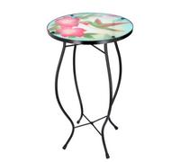 Geezy Garden Coffee Table Glass Round Side Stand Mosaic Colibri Design Patio Table