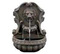 GEEZY Garden Water Feature - Lion Head Fountain with LED Lights - Mains Powered, Self-Contained, Indoor & Outdoor - Easy Setup, Relaxing & Cascading - Great for Garden, Home, Patio & Balcony Decor