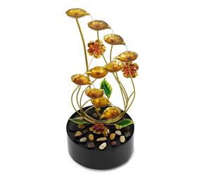 GEEZY Garden Water Feature - Metal Spiral Fountain with LED Lights - Mains Powered, Self-Contained, Indoor & Outdoor - Easy Setup, Cascading & Tranquil - Great for Garden, Home, Patio & Balcony Decor