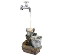 GEEZY Garden Water Feature - Tap Fountain with LED Lights - Mains Powered, Self-Contained, Indoor & Outdoor - Easy Setup, Relaxing & Cascading - Great for Garden, Home, Patio & Balcony Decor