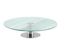 Geezy Glass Cake Stand Large Rotating Plate Round Display Tray Stainless Steel 30Cm