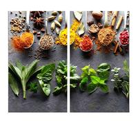 Geezy Glass Chopping Cutting Board Ceramic Hob Cover Worktop Set Of 2 - Spoon & Herbs