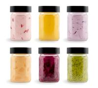 GEEZY Glass Spice Jars Set of 6-250ml Airtight Glass Storage Jars with Screw Lids - Clear Kitchen Containers for Herbs, Spices, Sugar, Coffee, Pantry, Fruits & Food, 6 x 11 cm