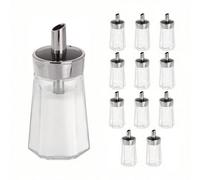 Geezy Glass Sugar Dispenser Spout Lid Glass Bowl Container Shakers Jar Restaurants X12