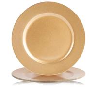GEEZY Gold Charger Plates 33cm Set of 4 - Metallic Finish Birthday Wedding Christmas Tableware Decorative Plastic Plates Reusable and Easy to Clean