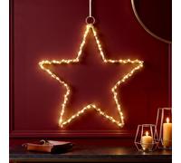GEEZY Gold Star LED Light 50cm for Christmas Decor - Battery Powered | Warm white glow. Battery powered, no wires needed. 6hr on/18hr off timer. Hangs anywhere indoors.
