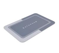 GEEZY Grey Bathroom Floor Mat - Soft Absorbent Anti Slip Bath Rug - Machine Washable Rubber Backed Shower & Bathtub Accessories, 60x40 cm