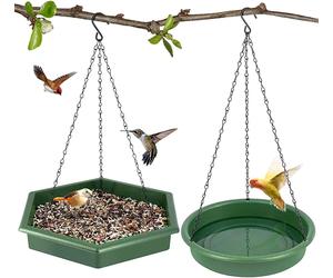 GEEZY Hanging Bird Feeder and Bath 2 in 1 - Dual Functionality, Weather Resista